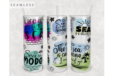 Sea Quotes Tumbler Wrap, 20 Oz Skinny Tumbler Sublimation Design