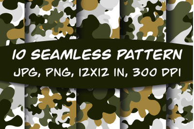 Camouflage Seamless Pattern 10 Army Print Png, Jpg