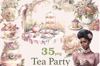 Tea Party Clipart | Black Girl Planner Graphics