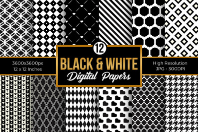 Black and White Seamless Pattern Digital papers