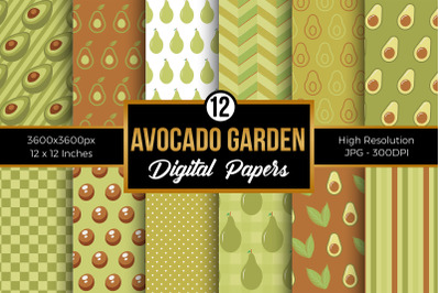 Avocado Garden Digital Paper Patterns