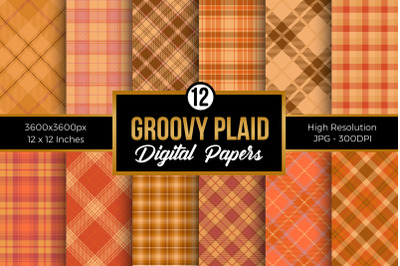 Groovy Plaid Pattern Digital Papers