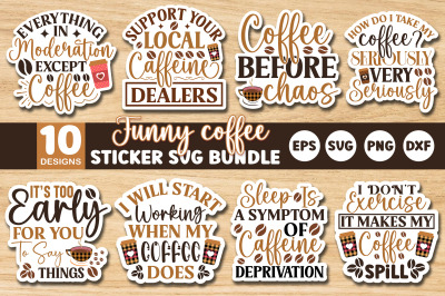 Funny Coffee Sticker SVG Design Bundle