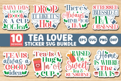 Tea Lovers Sticker SVG Design Bundle