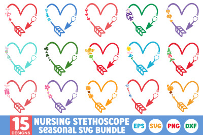 Nursing Stethoscope Seasonal Svg Bundle