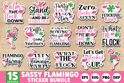 Sassy Flamingo Sticker SVG Bundle