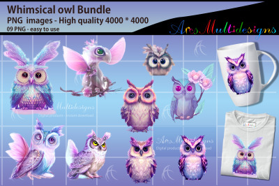 Whimsical owl illustration bundle