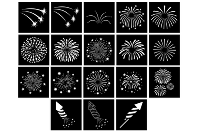 18 Fireworks SVG Stencil, Fireworks Stencil Digital Templates SVG PNG