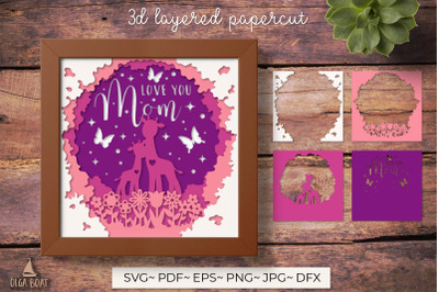 3d Love you mom svg | Mothers day card
