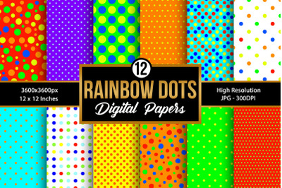 Rainbow Polka Dots Digital Papers