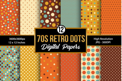 Retro Groovy Polka Dots Digital Papers