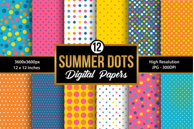 Summer Colors Polka Dots Digital Papers