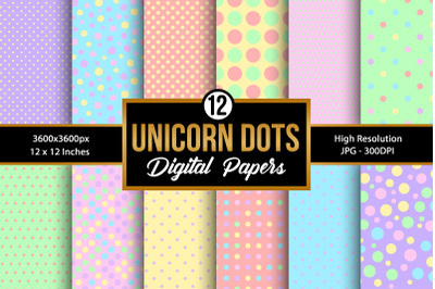 Unicorn Colors Polka Dots Digital Papers