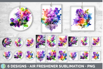 Rainbow Lilac Flowers Air Freshener | Sublimation Car Freshener Design