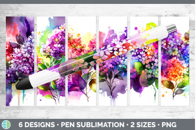 Rainbow Lilac Flowers Pen Wrap | Sublimation Epoxy Pen Designs Bundle