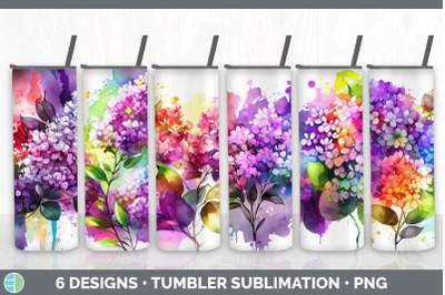 Rainbow Lilac Flowers Tumbler | Sublimation 20 oz Skinny Tumbler Desig