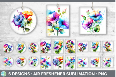 Rainbow Morning Glory Flowers Air Freshener | Sublimation Car Freshene