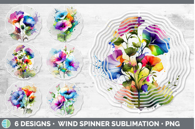 Rainbow Morning Glory Flowers Wind Spinner | Sublimation Spinner Desig