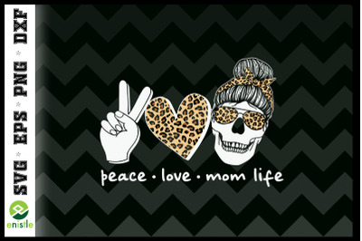 Peace Love Momlife Leopard Skeleton