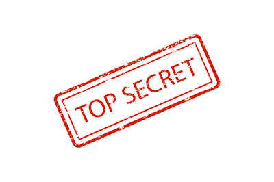 Top secret rubber stamp seal, confidential documents and classified in