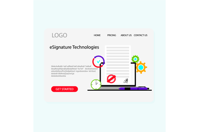 e-Signature technologies landing page, deal and smart contract