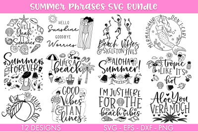 Summer Phrases SVG Bundle PNG Cut file