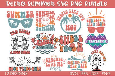 Retro Cute Summer SVG Bundle PNG Cut file
