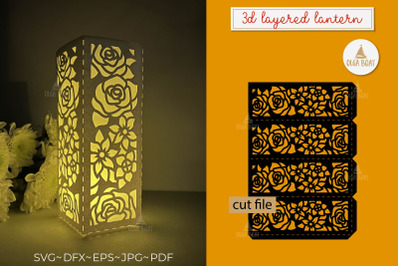 3d rose lantern svg | Flower lantern paper cutting