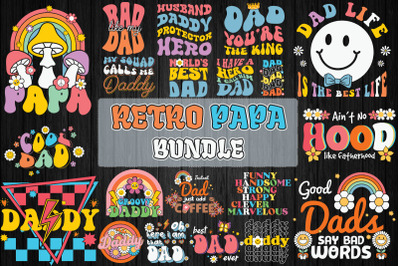 Retro Papa Bundle SVG 20 designs