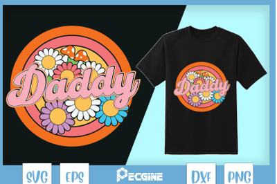 Daddy Retro Papa Flowers Rainbow