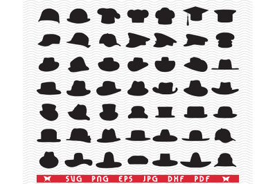 SVG Caps and Hats, Black silhouettes digital clipart