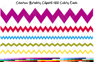 500 Chevron Borders Clipart Set, Chevron Border Zigzag