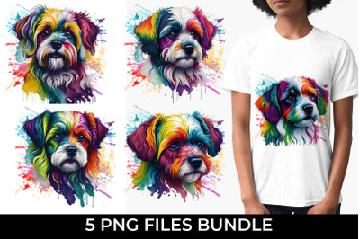 Rainbow Maltese Dog Watercolor Bundle