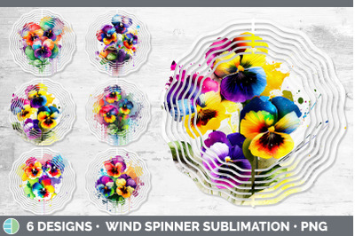 Rainbow Pansy Flowers Wind Spinner | Sublimation Spinner Designs Bundl