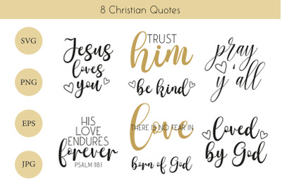 8 Christian Quotes SVG, Christian Bundle, Jesus SVG, Religious SVG