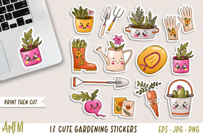 Kawaii Gardening Sticker Bundle| Potted Plants Stickers