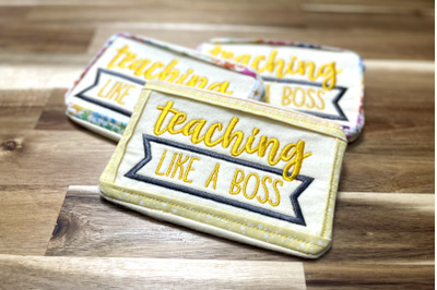 ITH Teaching Like a Boss Mug Rug | Applique Embroidery