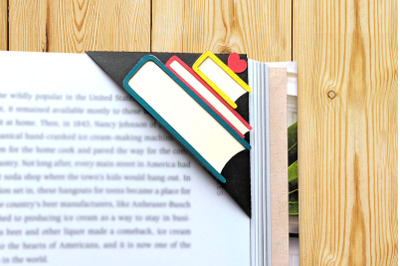 Stack of Books Papercut Corner Bookmark | SVG | PNG | DXF | EPS