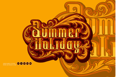 Summer vacation words with engraved ornament border illustration