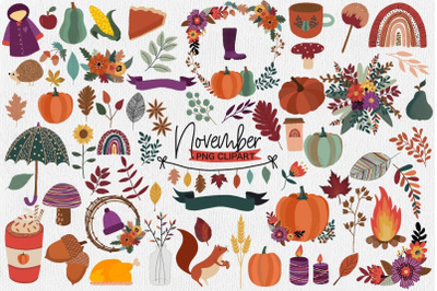 November Clipart | Autumn and Fall Clipart