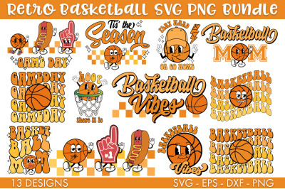 Retro Basketball SVG Bundle PNG Cut file