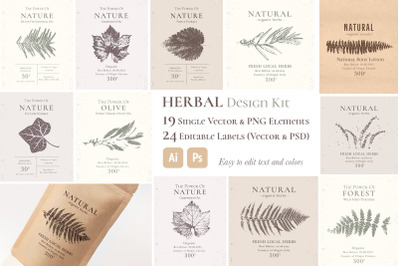 Herbal Design Kit: Vector &amp; PSD