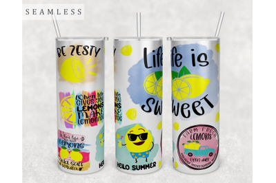 Lemon Quotes Tumbler Wrap, 20 Oz Skinny Tumbler Sublimation Design