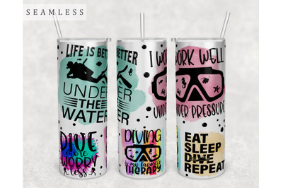 Scuba Diving Tumbler Wrap, 20 Oz Skinny Tumbler Sublimation Design