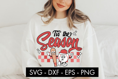 Retro Baseball Tis&#039; The Season SVG PNG Cut file