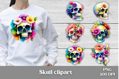 Skull flower clipart | Skull sublimation design