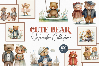 Cute Bears Watercolor Collection