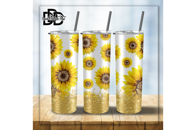 20 OZ Sunflower Glitter Tumbler Wrap