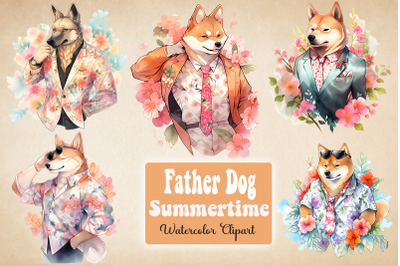 Father Dog Summer Watercolor Bundle