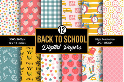 Back-to-School Seamless Pattern Digital Papers